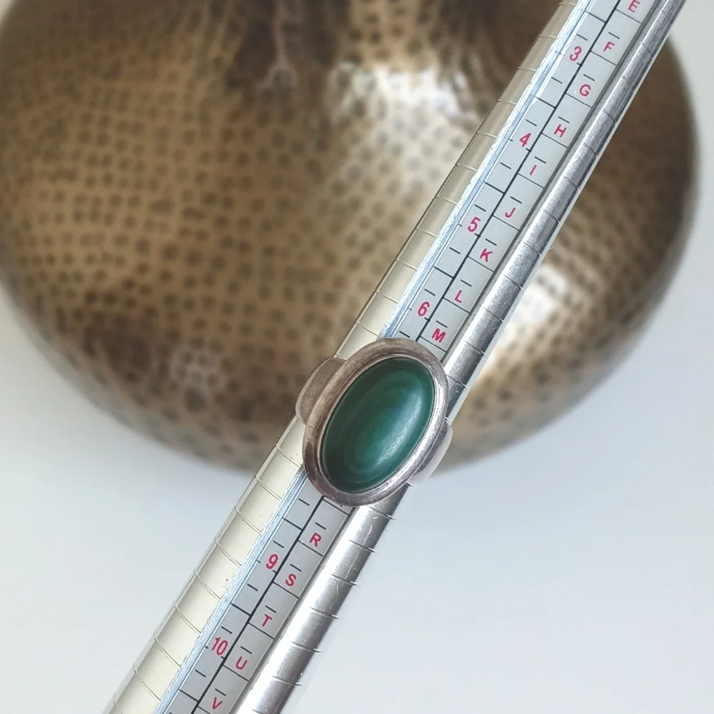 Antique 925 Green Malachite Gemstone Ring Sterling Silver From India *Unique